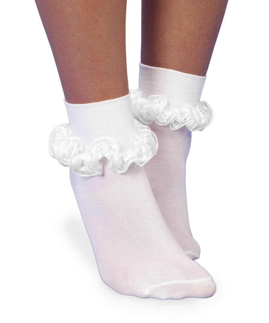 Sheer Ribbon Tutu Lace Turn Cuff Socks