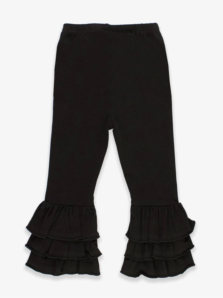 Ruffle Flare Pants-BLK