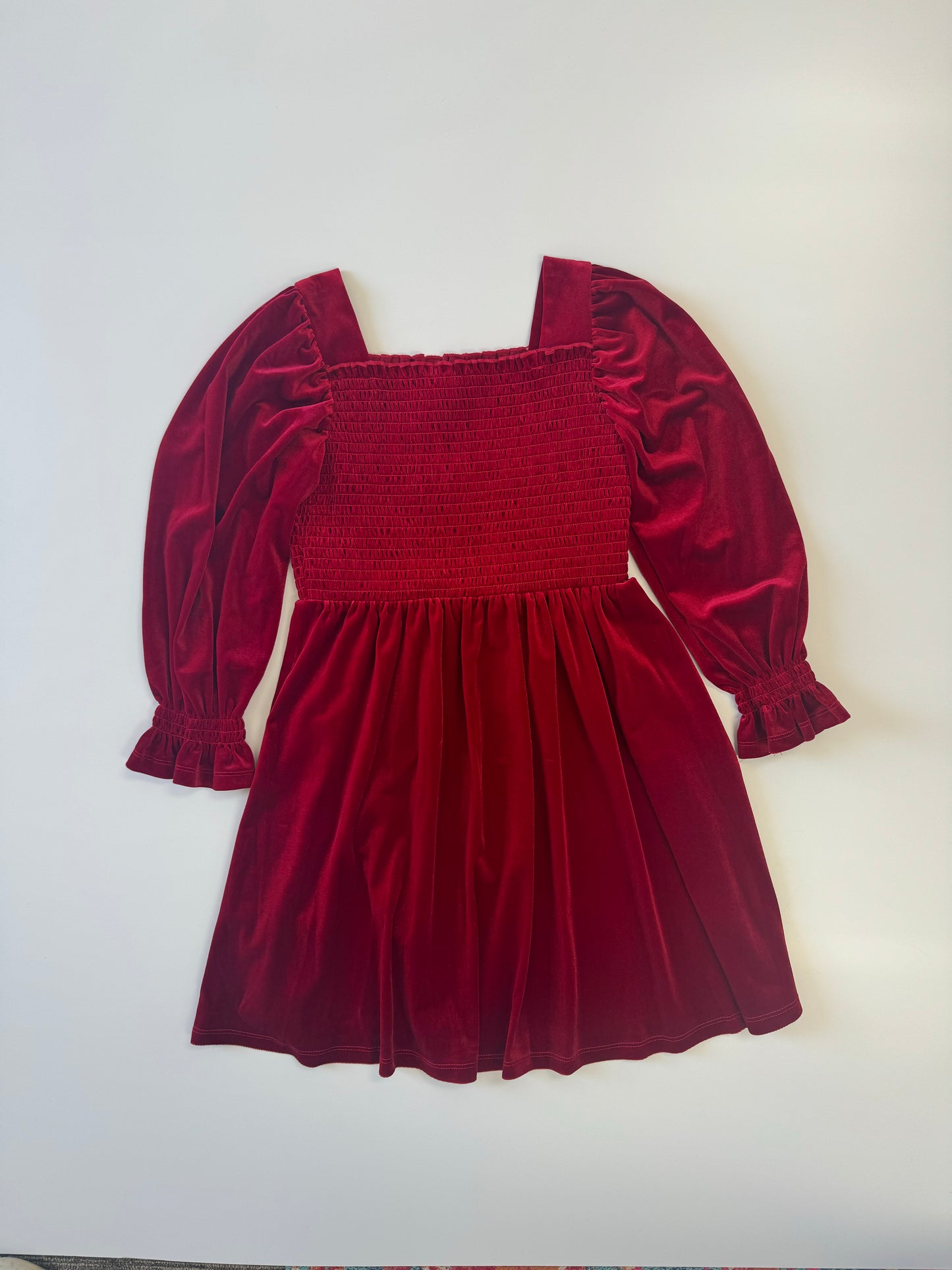 Red Velvet Gathered Dress