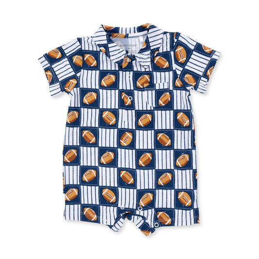 Football Patchwork Polo Romper