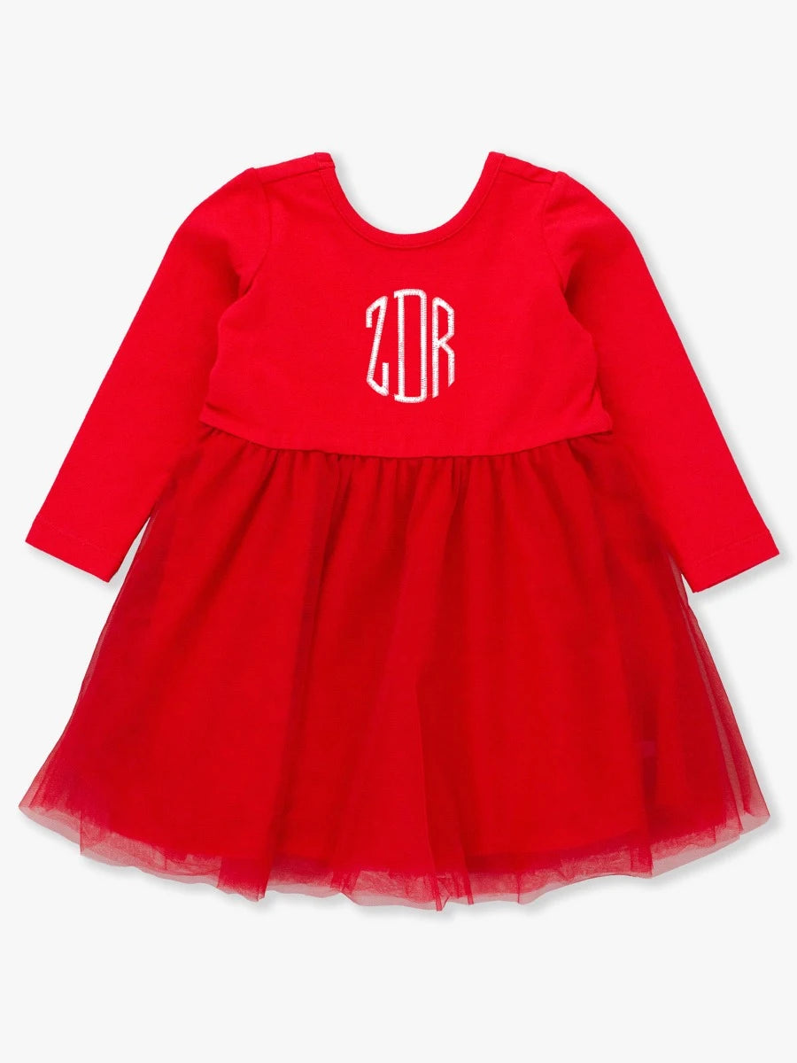 Red L/S Tulle Twirl Dress