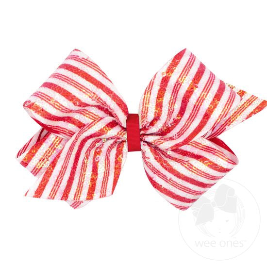 King Sequin Stripe Bow - Red/White