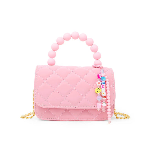 Quilted Charm Bag-Pink