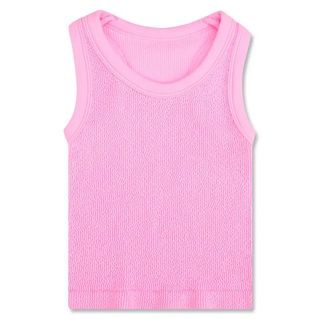 Smocked Racerback Tank-Rose