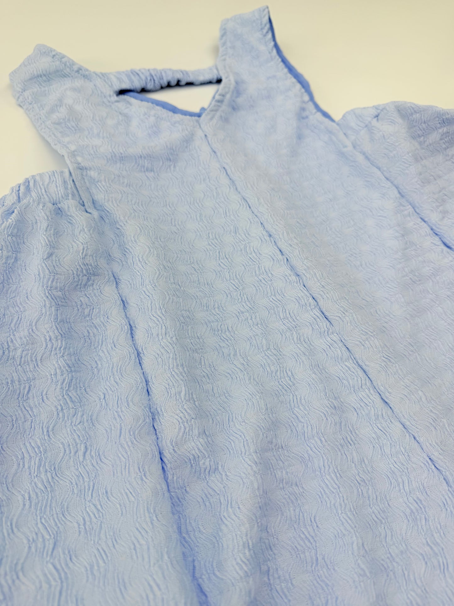 Curly Wrinkled Romper-Blue