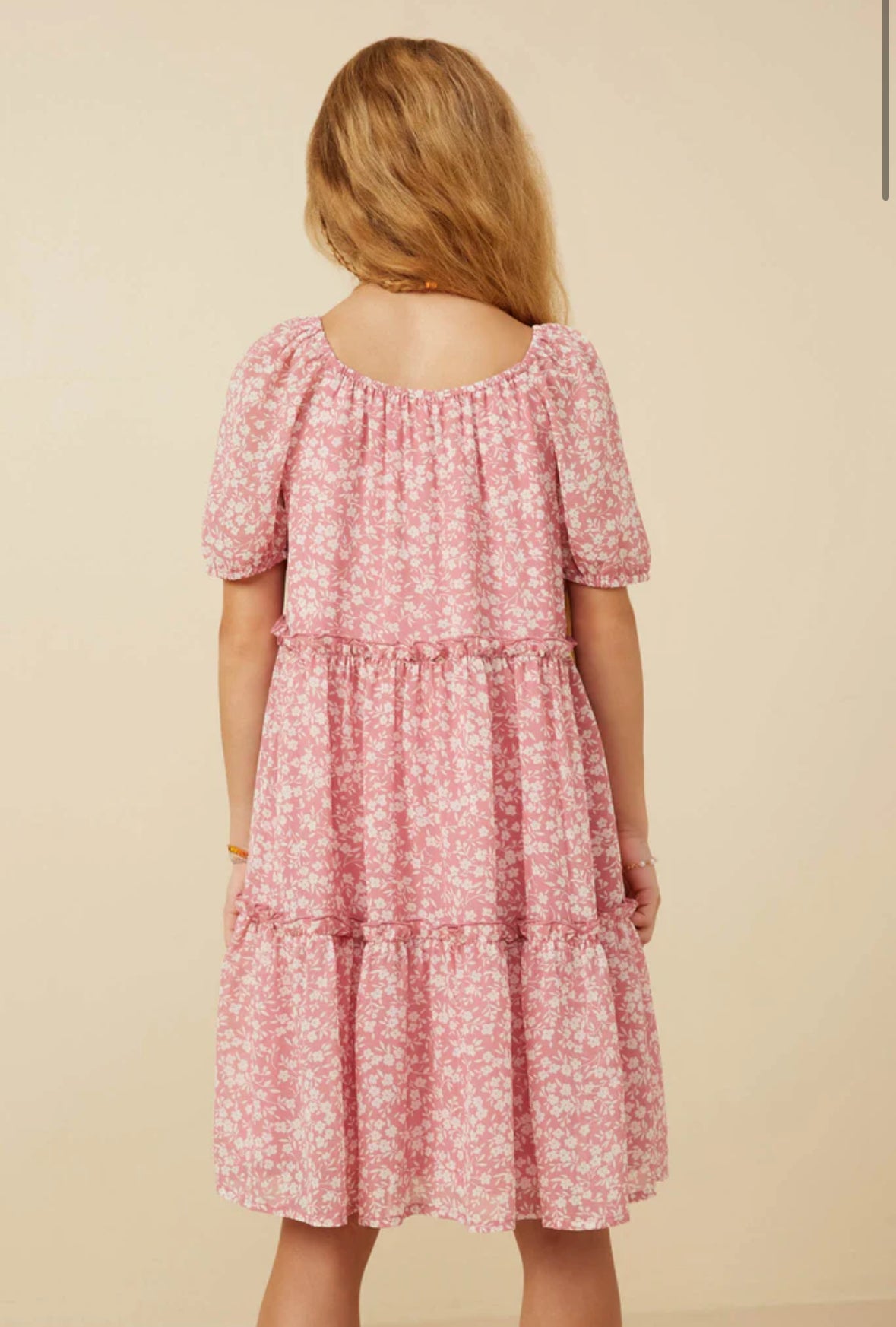 Ditsy Floral Ruffle Dress-Pink