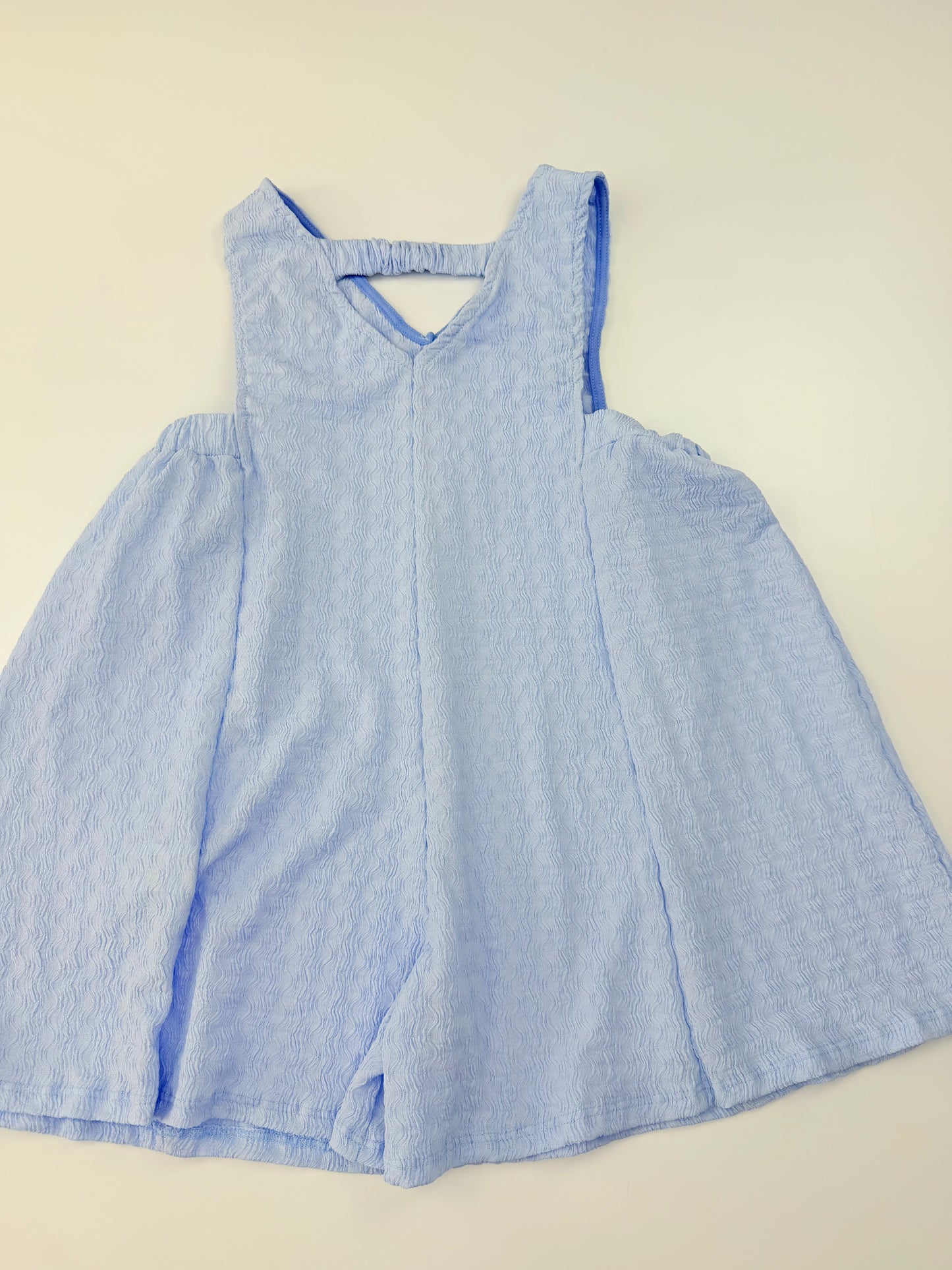 Curly Wrinkled Romper-Blue