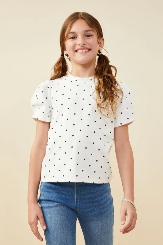 Puff Sleeve Polka Dot Tee