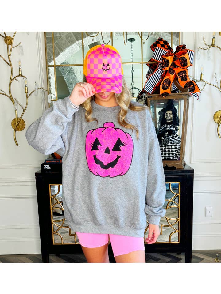 Vintage Pink Jack-O-Lantern Sweatshirt