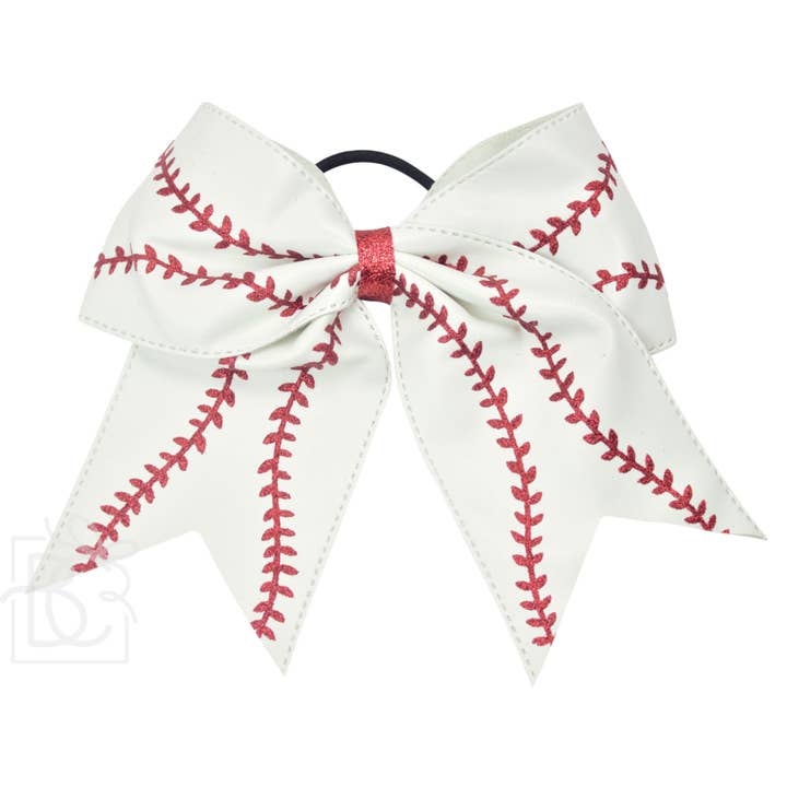 Baseball Pleather Bow w/Tails