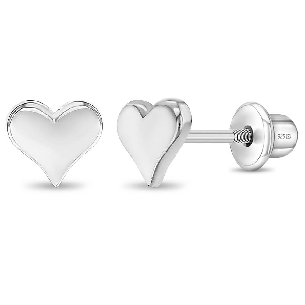 Silver Heart Earrings w/Screw Backs