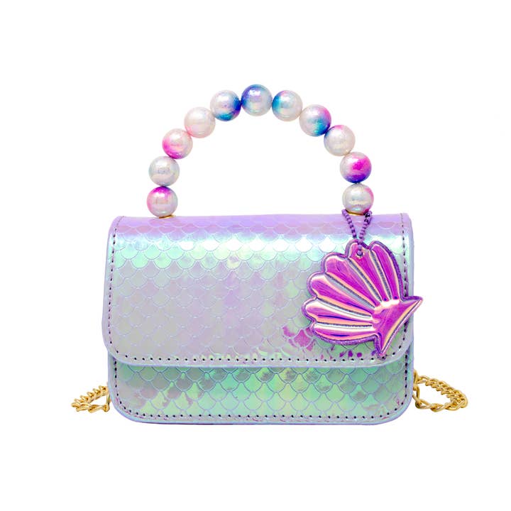 Mermaid Pearl Handle Seashell Bag-Purple