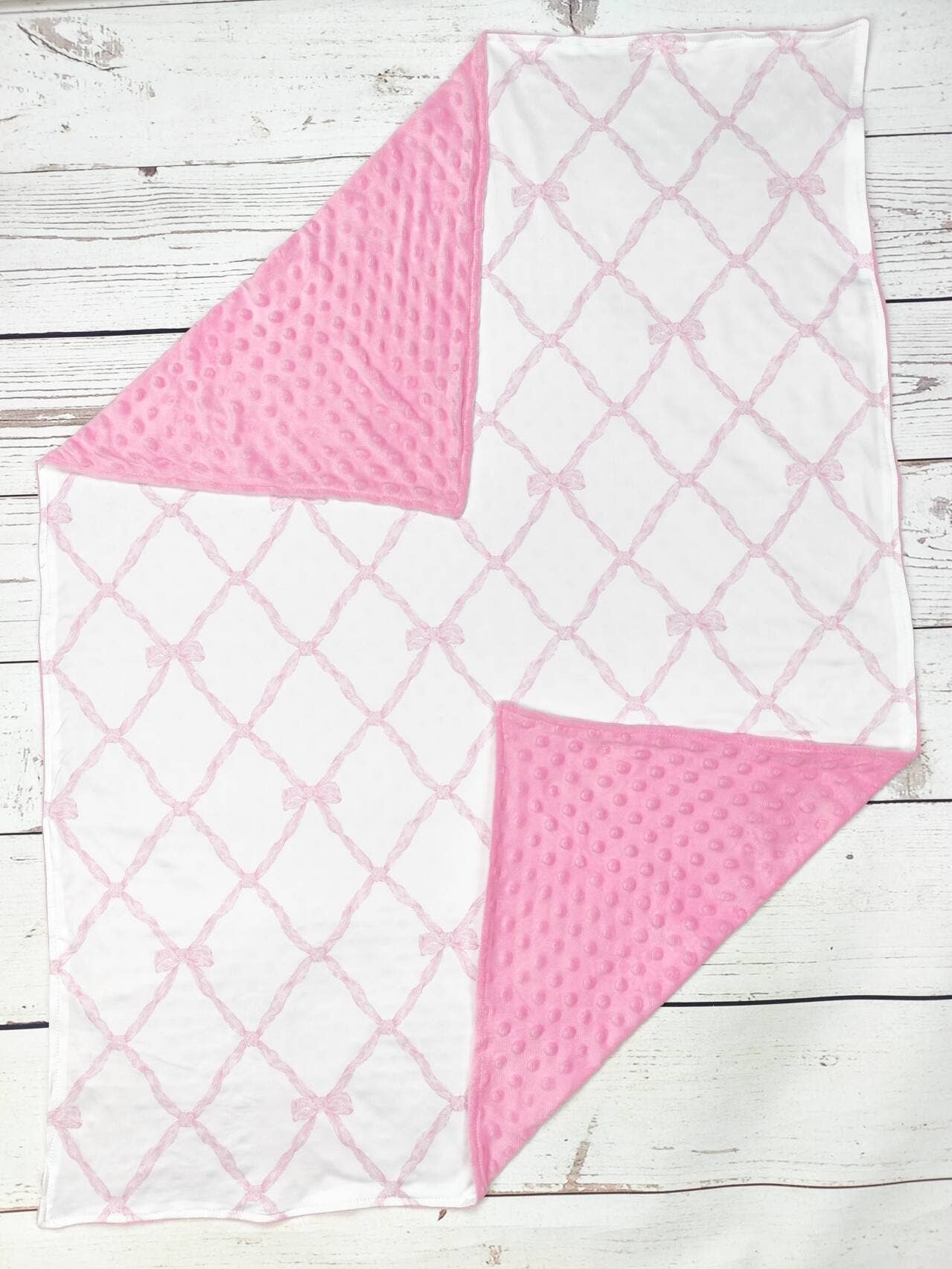 Pink Bow Minky Blanket