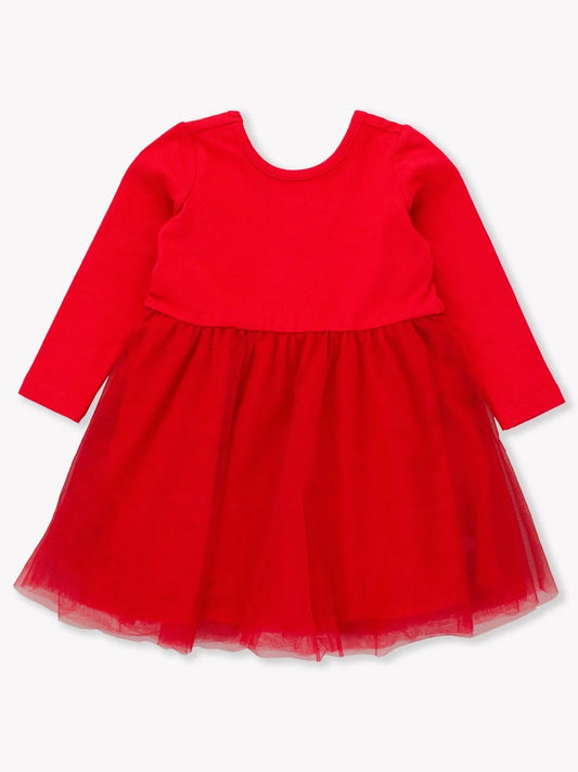 Red L/S Tulle Twirl Dress