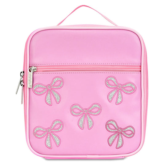 Bows Lunch Tote-Pink Glitter