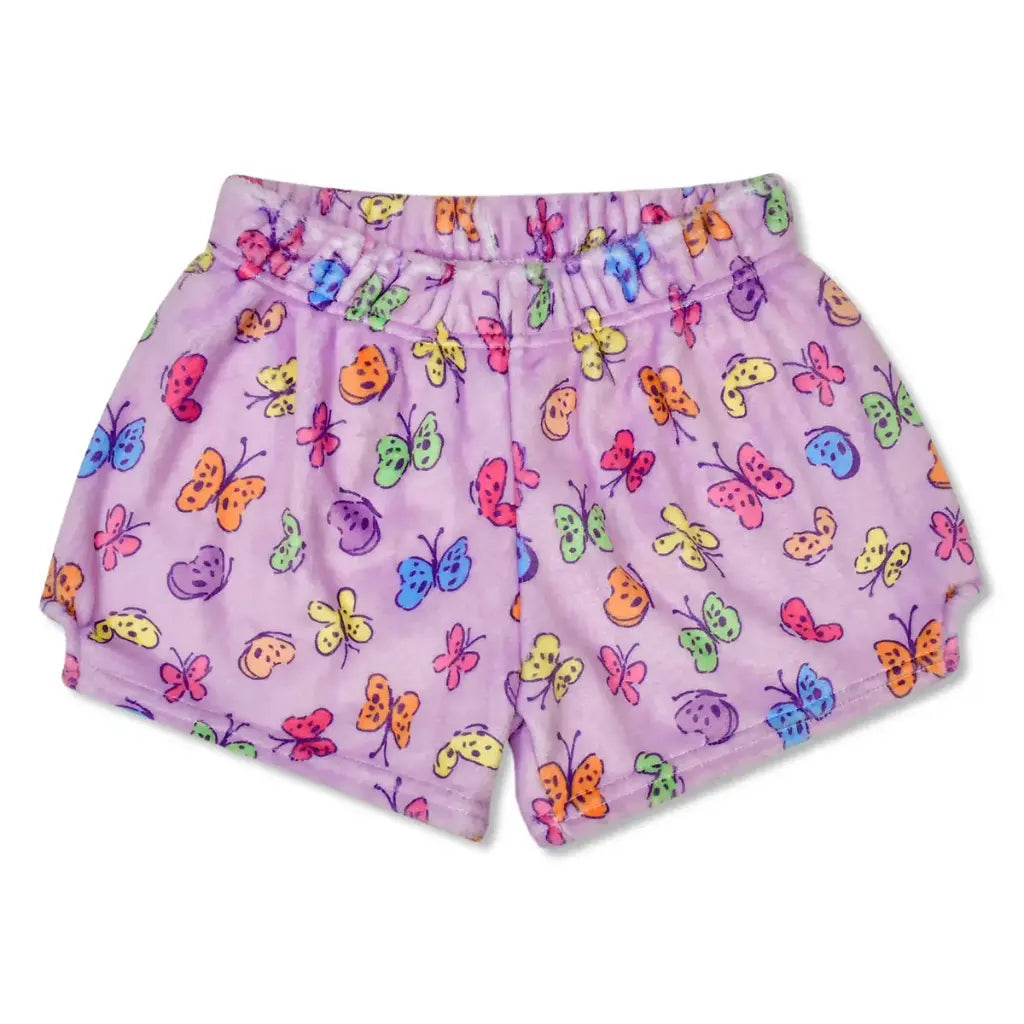 Plush Shorts-Bright Butterflies