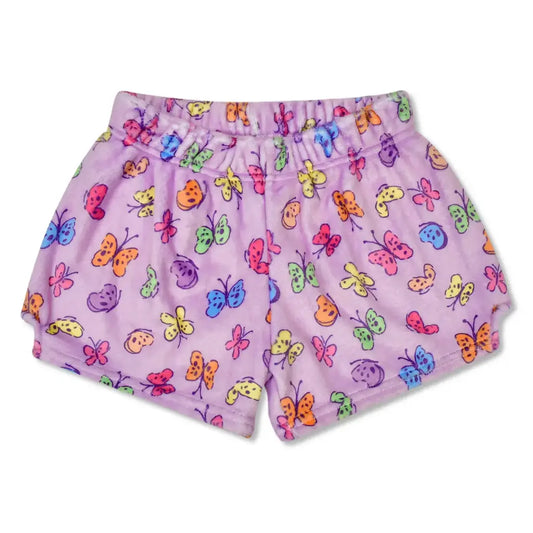 Plush Shorts-Bright Butterflies