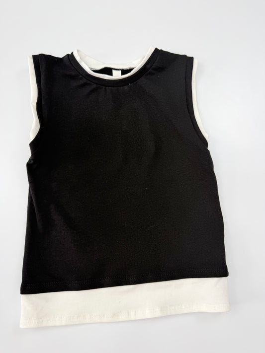 Color Blocked Sleeveless Top-Black