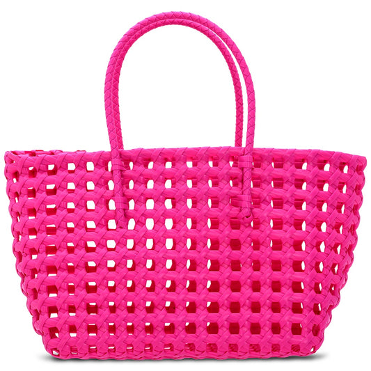 Small Woven Tote-Pink