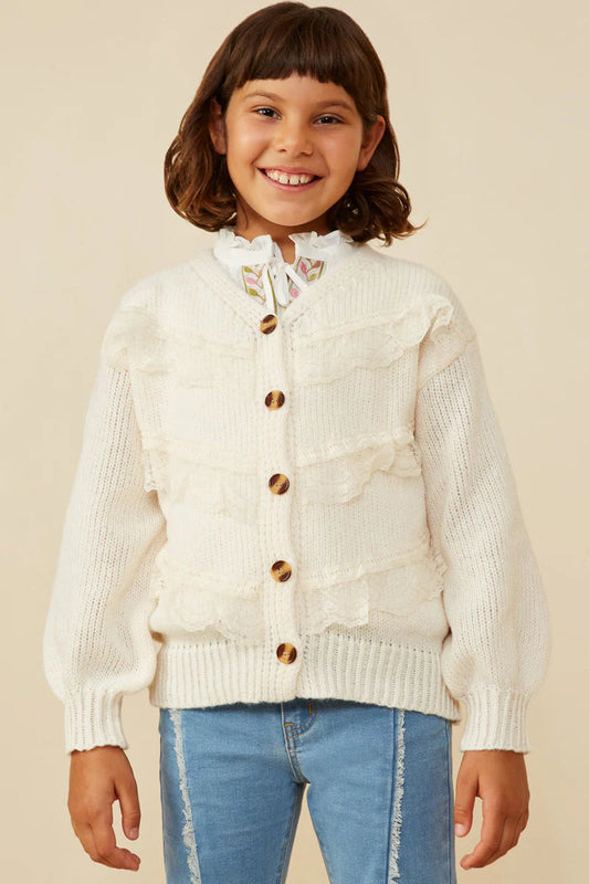 Cream Lace Detail Cardigan