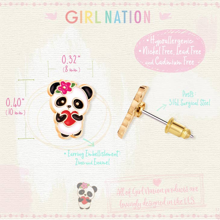 Panda Love Stud Earrings