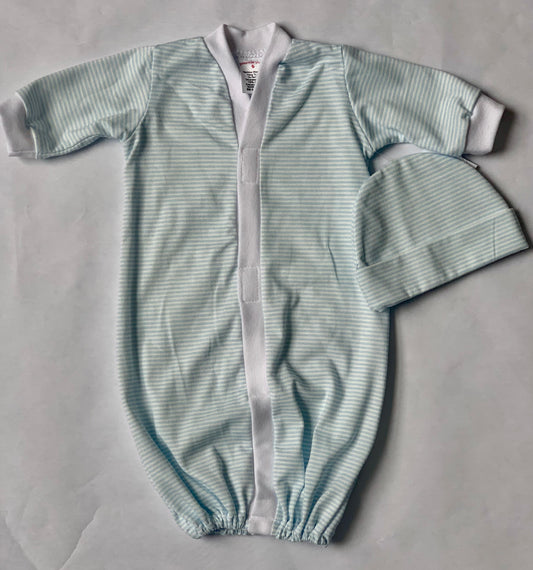 Preemie Gown-BL Stripe