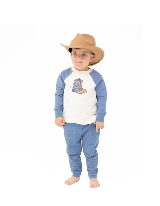 Applique Boot Raglan Sweatshirt & Jogger
