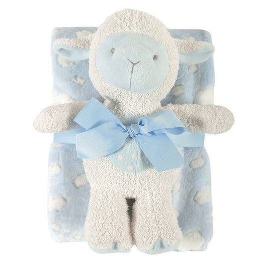 Blanket and Lamb Gift Set-Blue