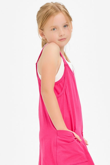 Tank Dress with Romper-Neon Pink