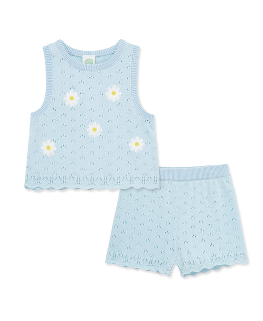 Blue Daisy Pointelle Set