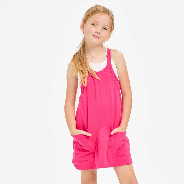 Tank Dress with Romper-Neon Pink