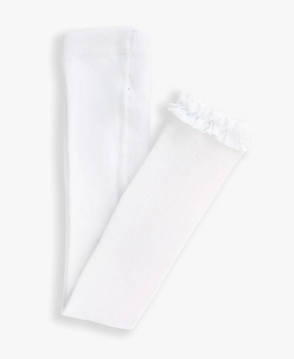 Footless Ruffled Tights-WHT