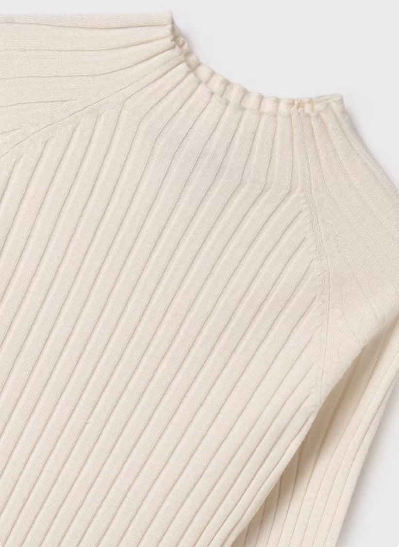 Rib Mockneck Sweater-Beige