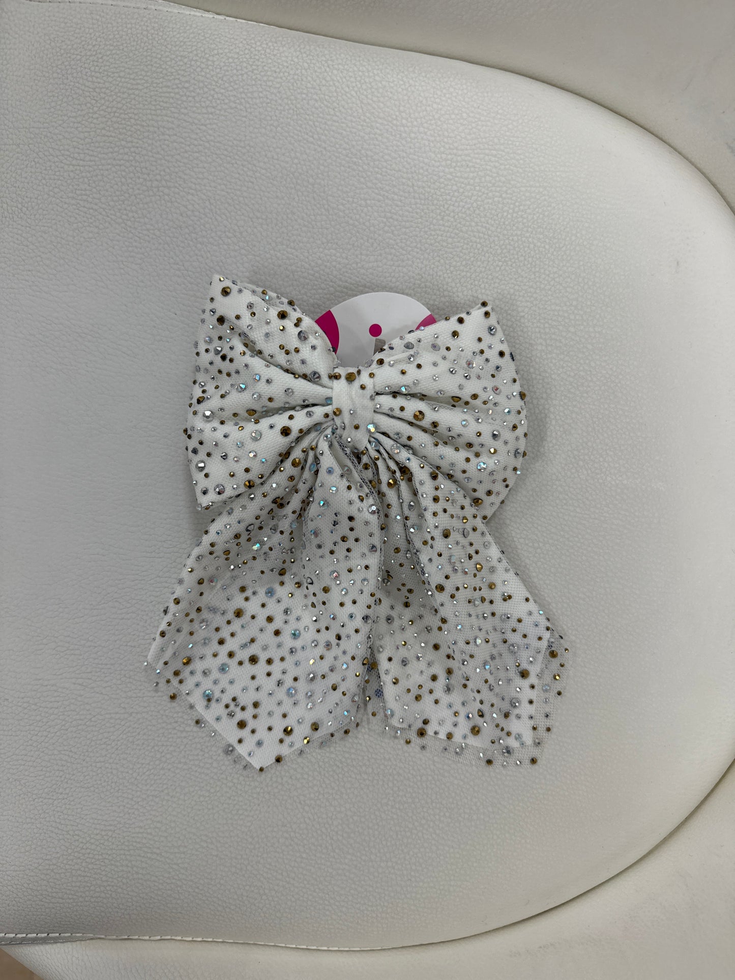 Tulle Jeweled Bow-White