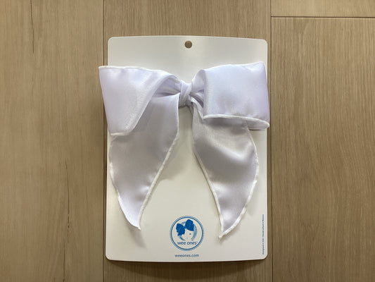 King Satin Tails Bow-WHT