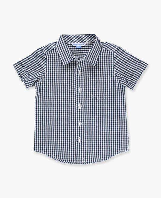 Navy Gingham S/S Button Down