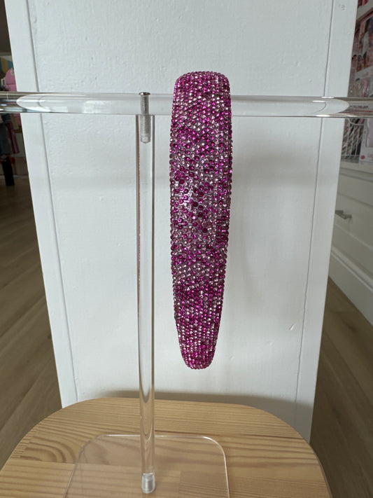 Thin Crystal Headband-Pink