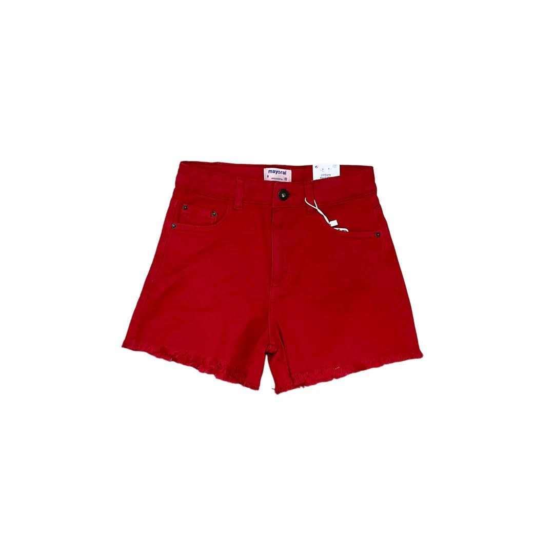 Cherry Red Twill Shorts