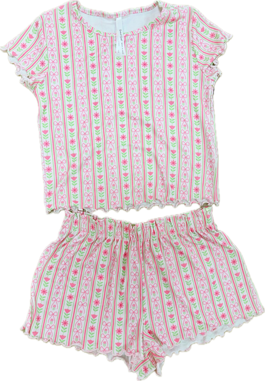 Bows & Flowers Striped PJ Set