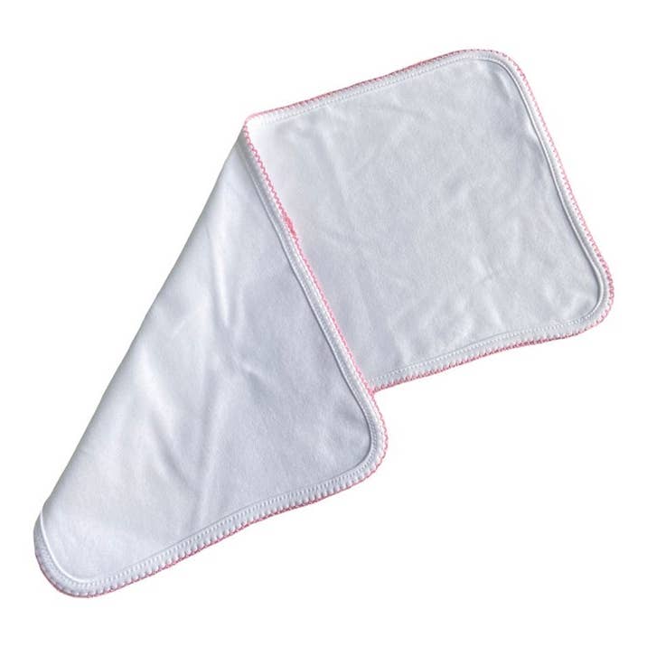Picot Trim Burp Cloth-Pink