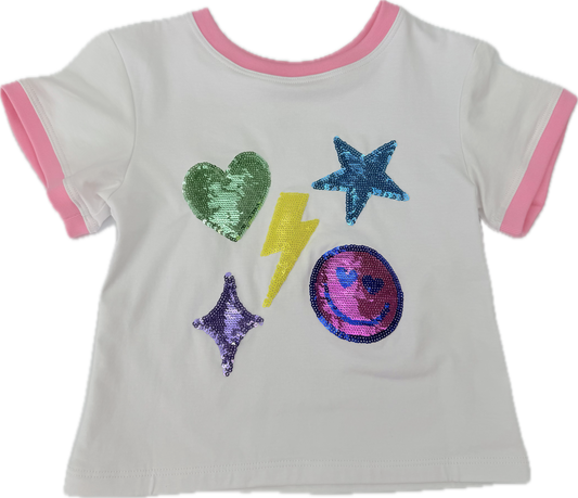 Sequin Bright Emoji Boxy T