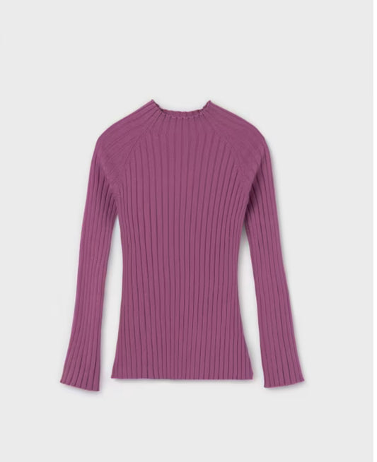 Rib Mockneck Sweater-Rose