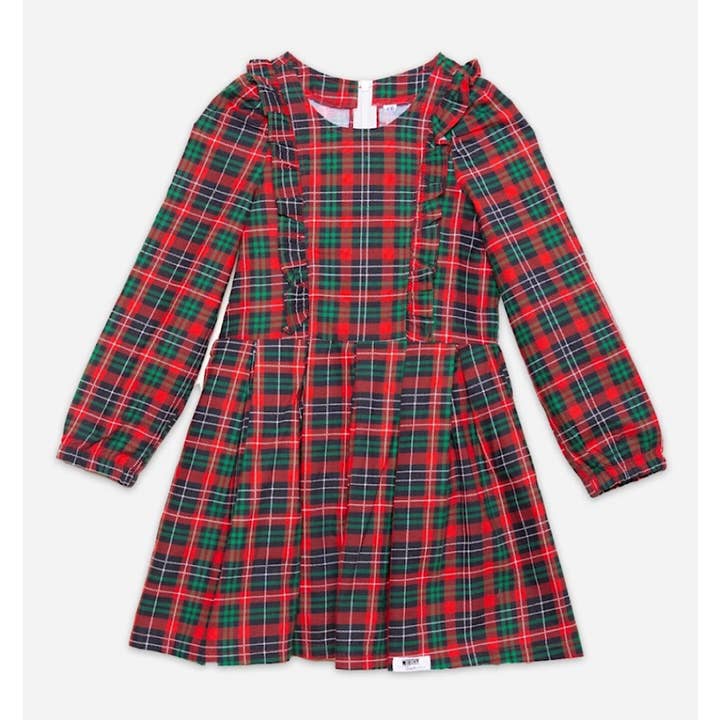 Ruffle Holiday Plaid Dress