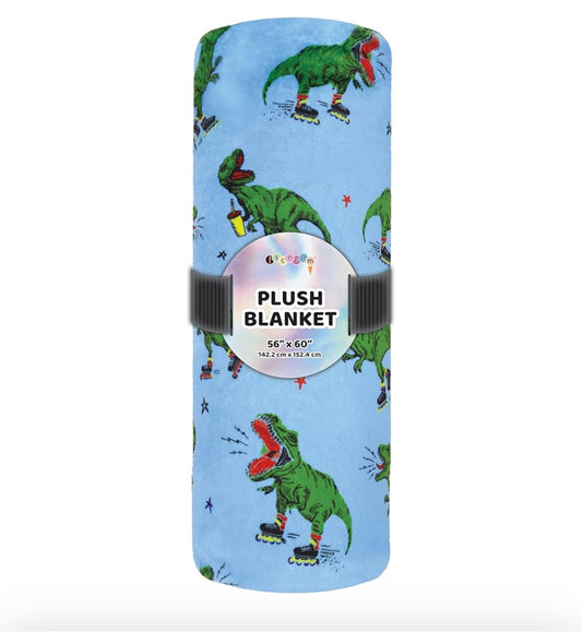 Skating Dino Plush Blanket