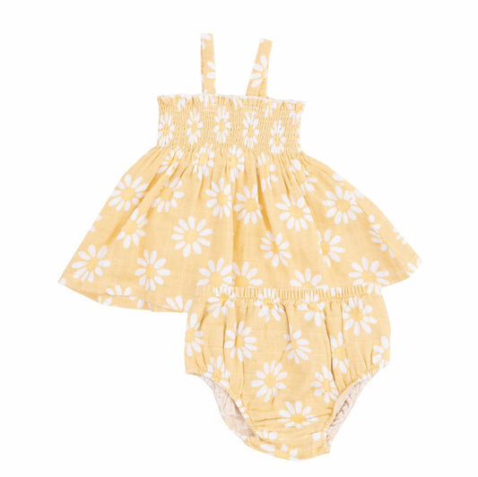 Yellow Mod Daisy Smocked Top & Bloomer
