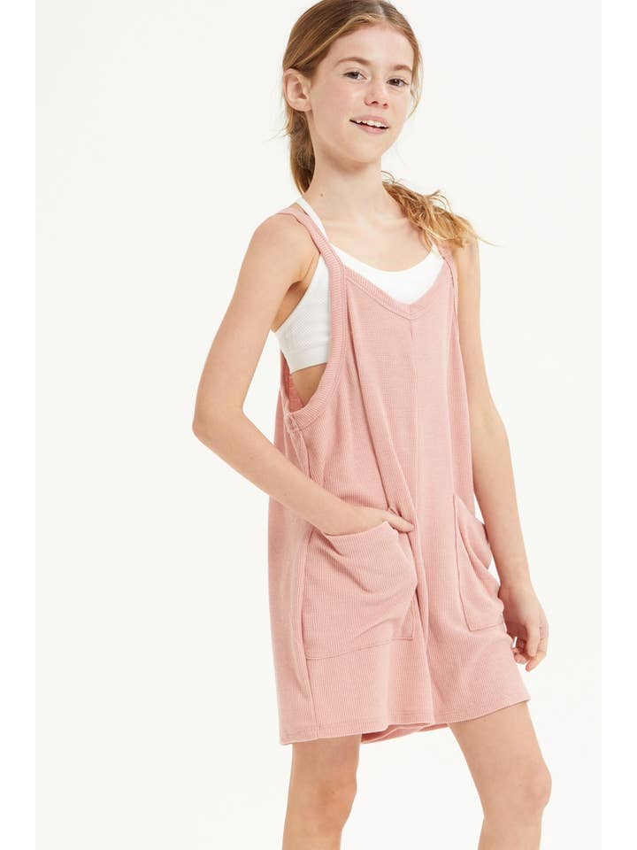 Dusty Pink Overall Romper