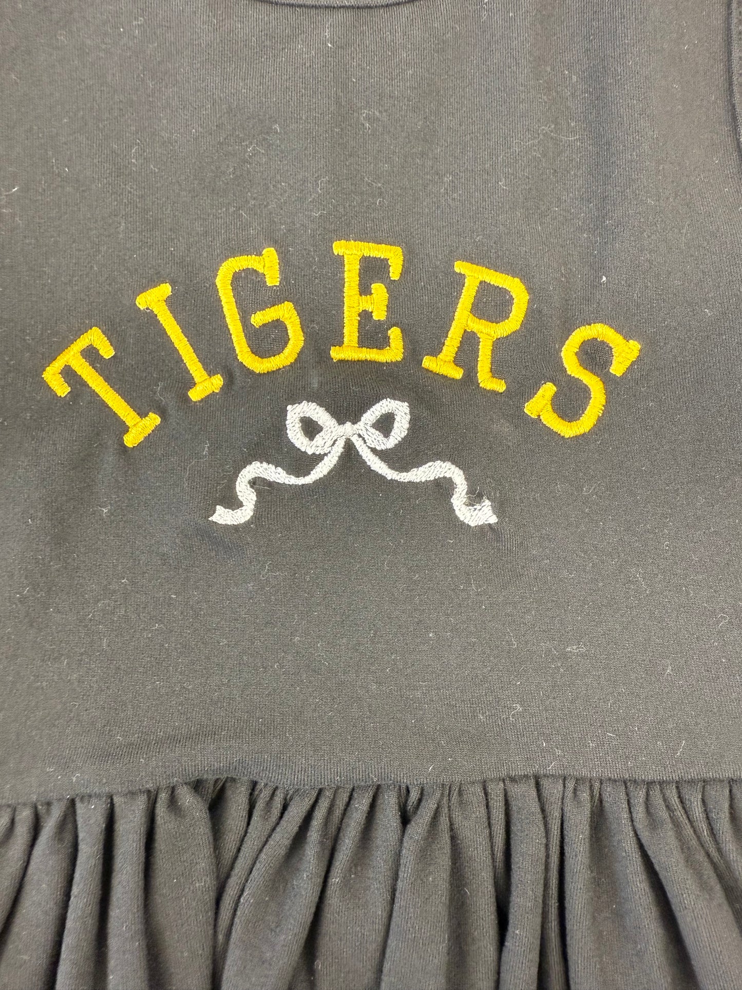 Embroidered Tigers Black Pocket Twirl Dress