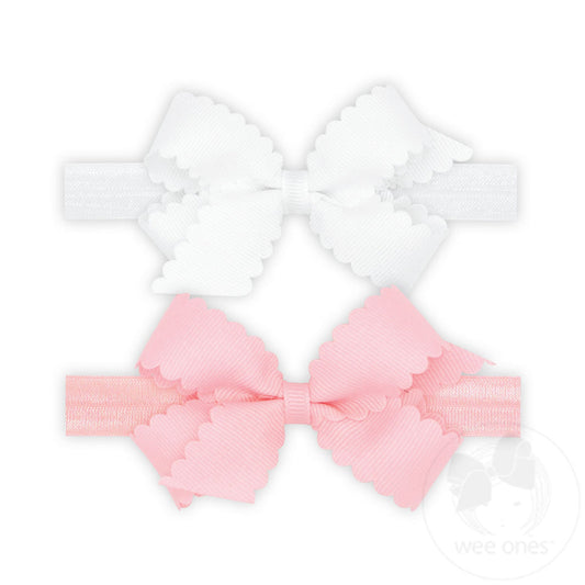 2-Pk Mini Scallop Bow Headbands