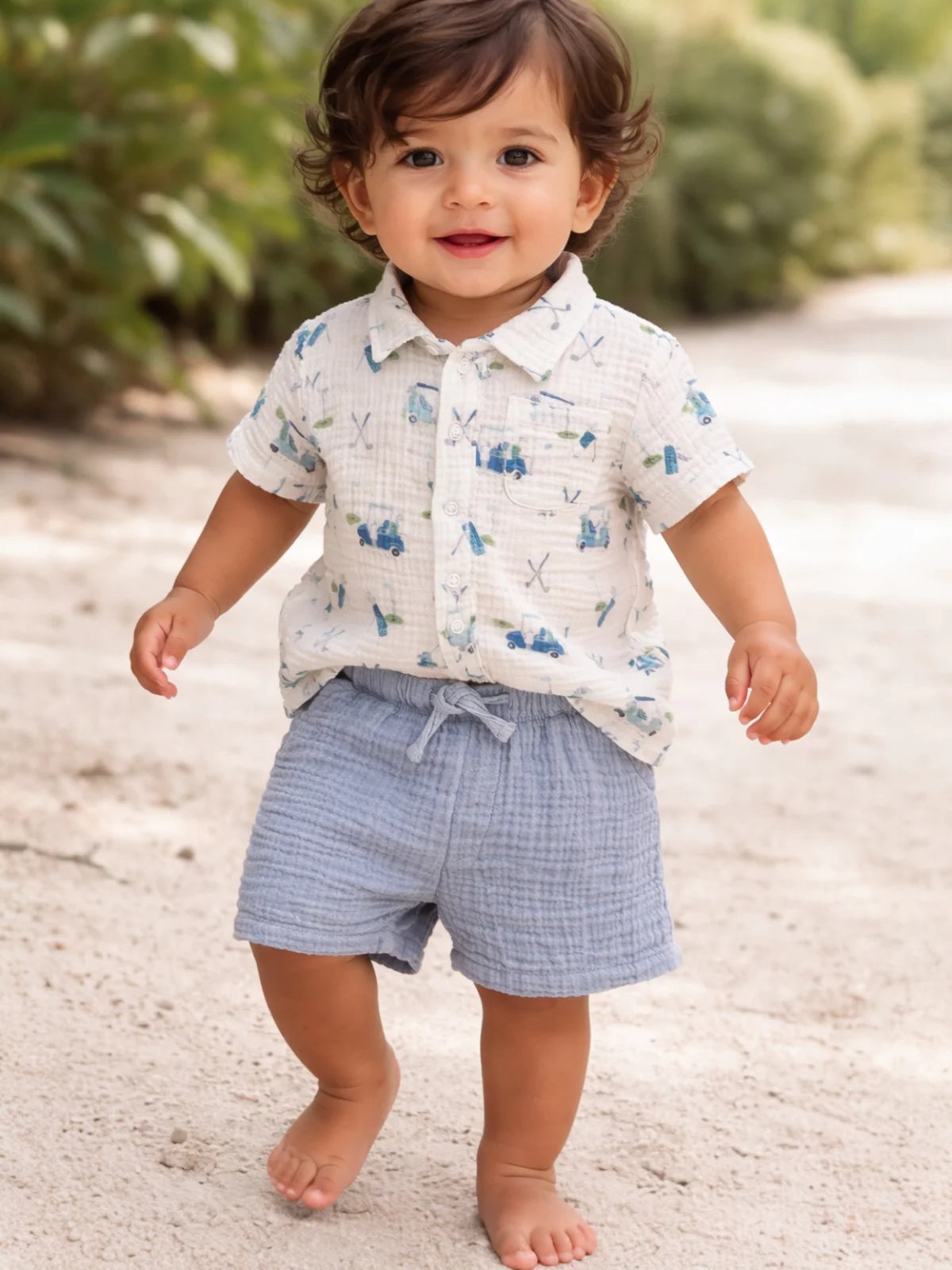 Baby Golf Cart Button Shirt & Shorts
