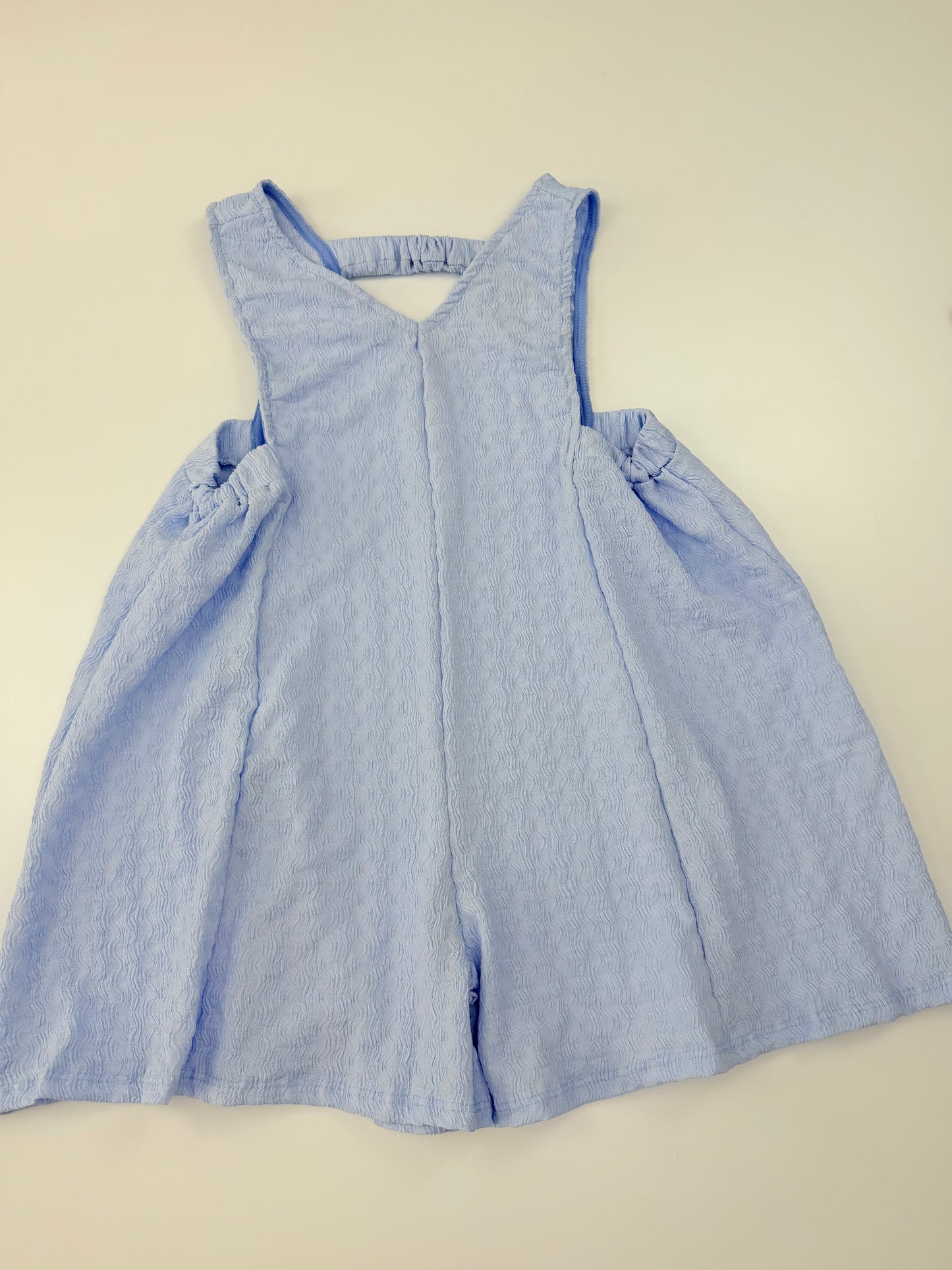 Curly Wrinkled Romper-Blue